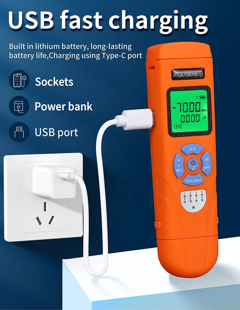 High-Precision FTTH Fiber Optic Power Meter — Digital Optical Signal Tester