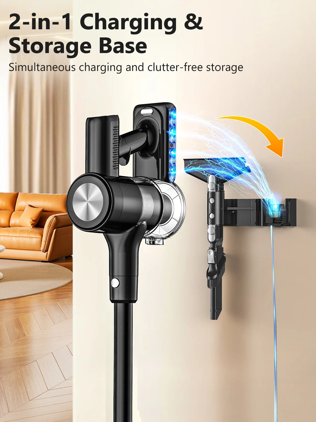 SUXIANGVAC Cordless Stick Vacuum Cleaner — 500W 55Kpa, 55-Min Runtime, Anti-Tangle, HEPA, Self-Standing
