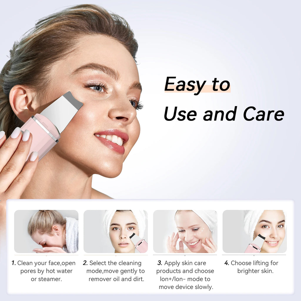 ANLAN Ultrasonic Skin Scrubber – 4-Mode Facial Pore Cleansing Spatula with Microcurrent Lifting