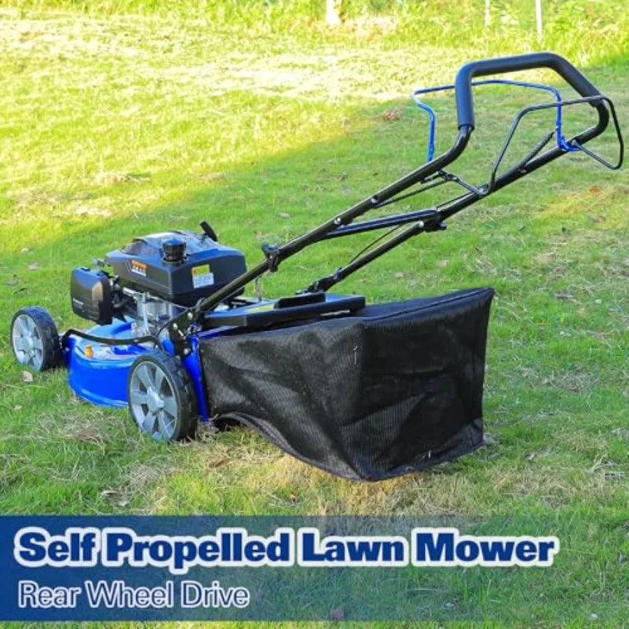 21-Inch Self-Propelled Gas Lawn Mower 201cc | 4-Cycle OHV Engine, 3-in-1 Bagging, Mulching & Side Discharge, 8-Position Height Adjustment