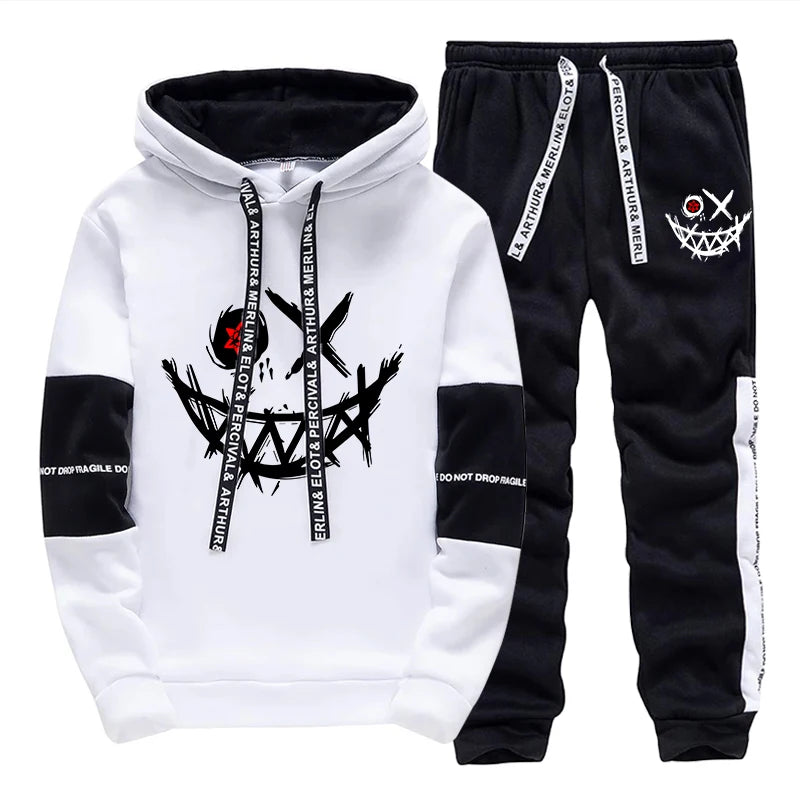 Men's Printed Hoodie & Sweatpants Streetwear Tracksuit – Casual Outdoor Sport Set