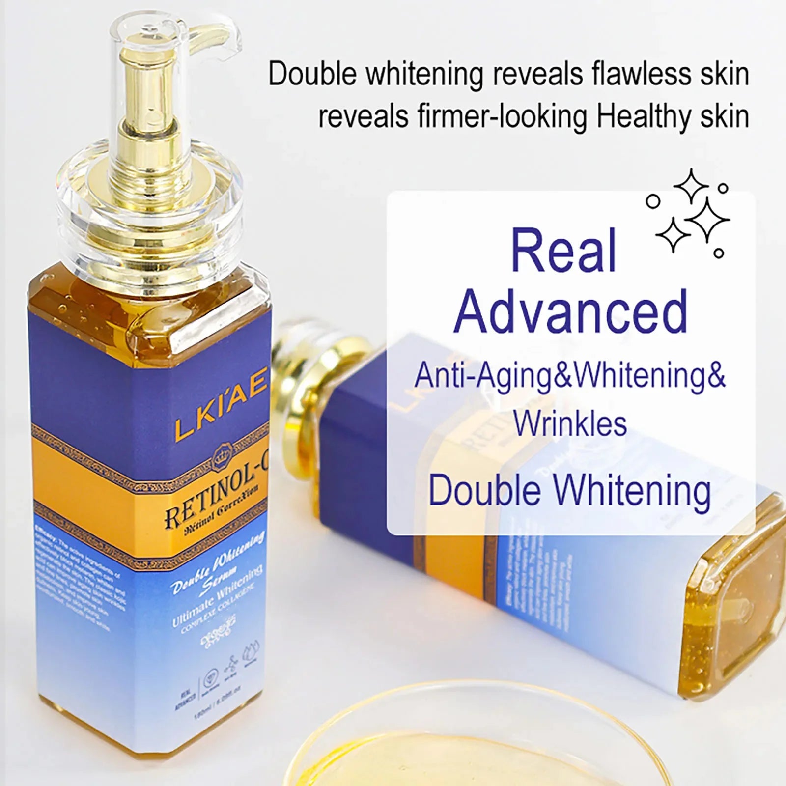 AILKE Retinol Double Whitening 5-in-1 Skincare Kit – Body Lotion, Face Cream, Serum & Cleanser for All Skin Types