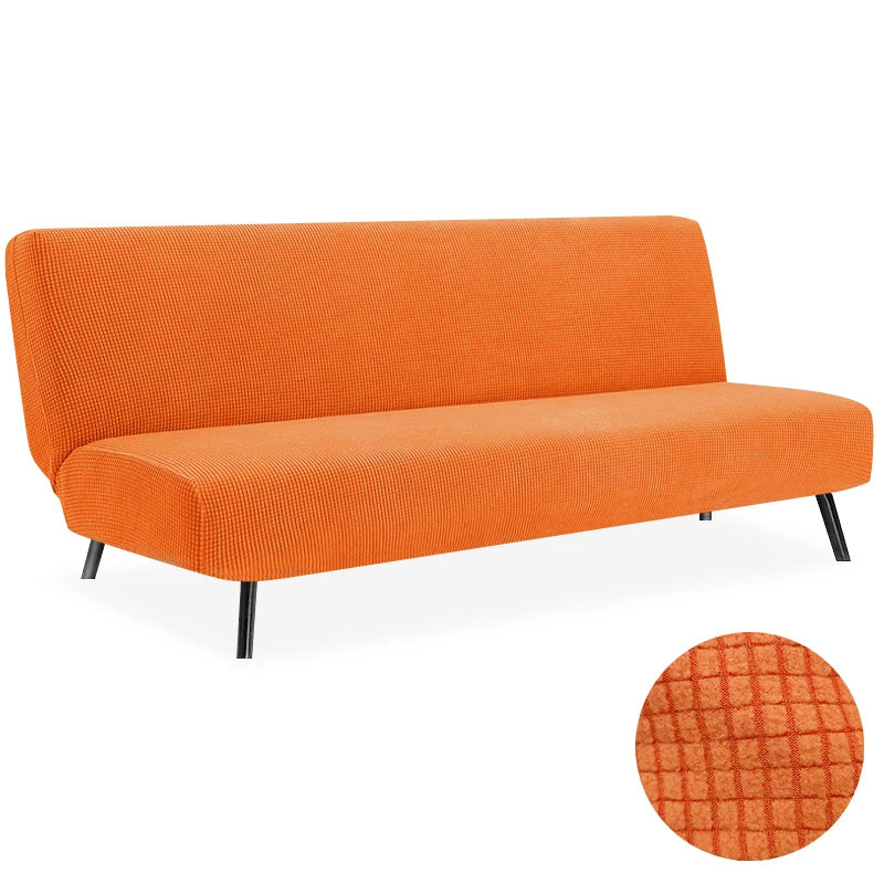 Armless Futon Sofa Bed Cover – Polar Fleece Elastic Slipcover for Folding Furniture & Bench