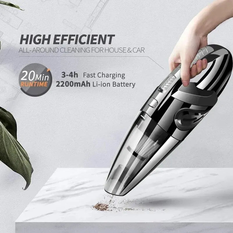 Wireless Cyclone Handheld Car Vacuum Cleaner — Rechargeable, Quick Charge for Car, Home & Pet Hair