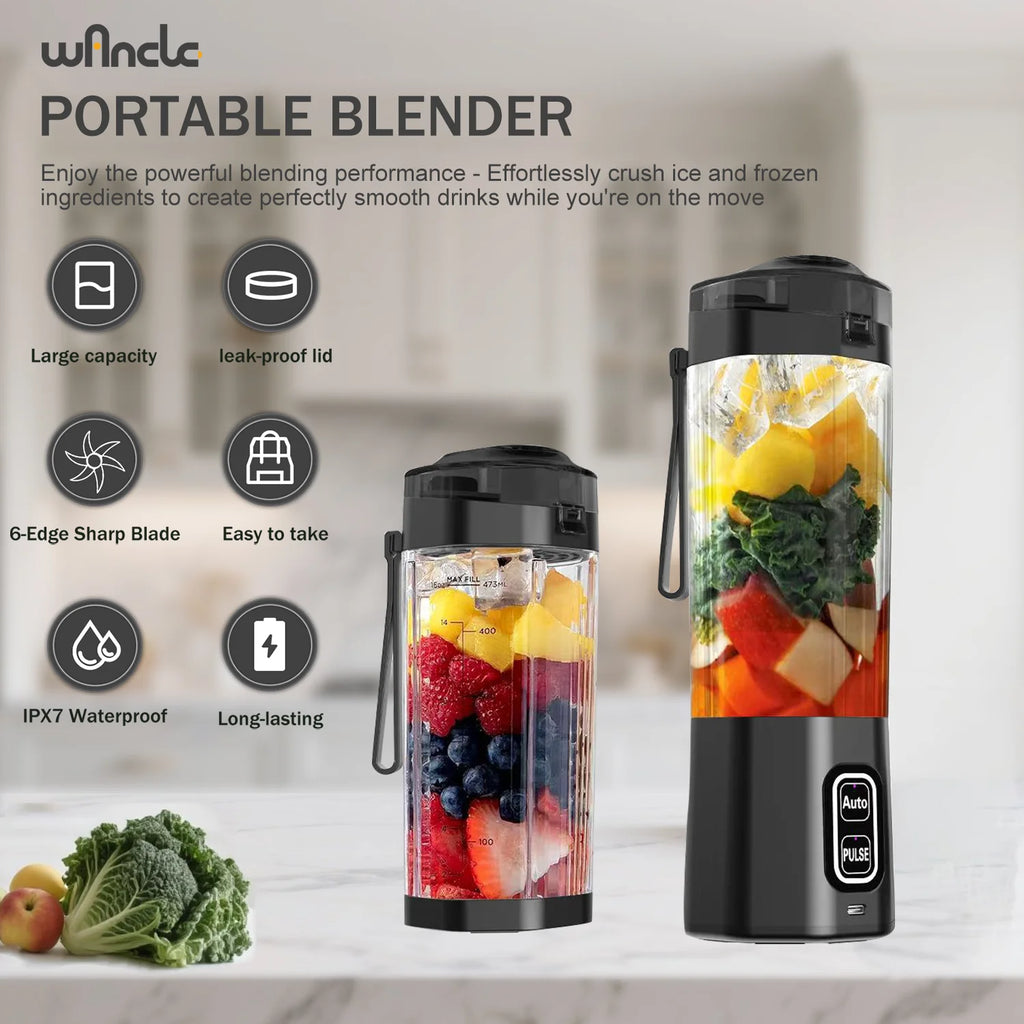 Portable USB Rechargeable Juice Blender – 700ml, 6-Blade Fruit Mixer for Shakes, Smoothies & Fresh Juice