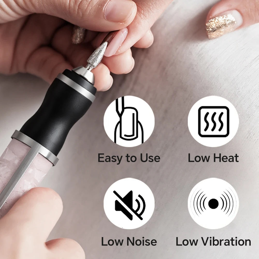 Electric Nail Drill & Polisher – 3 Speeds, 15000 RPM, 12 Drill Bits, LED Display, USB-C