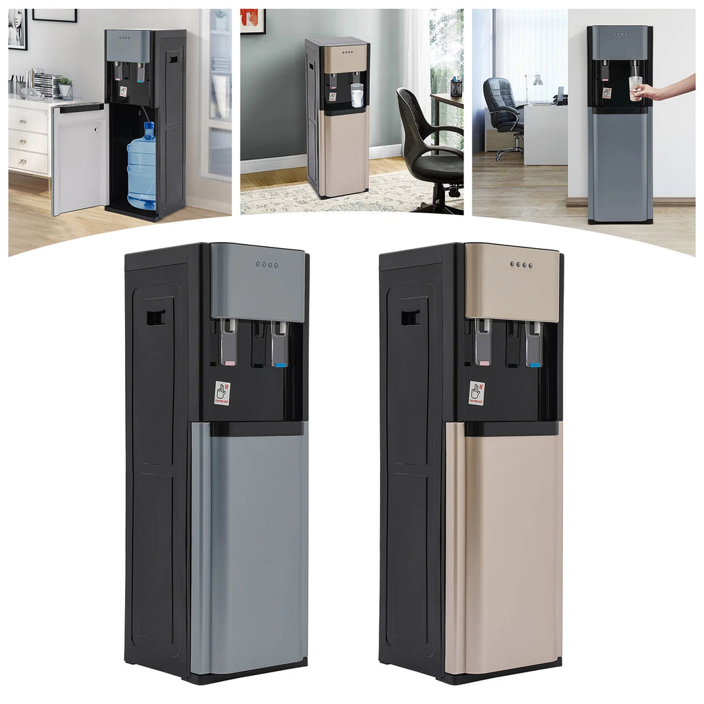 110V Bottom-Loading Water Dispenser — 304 Stainless Steel, Hot & Cold, Floor Standing | US Plug