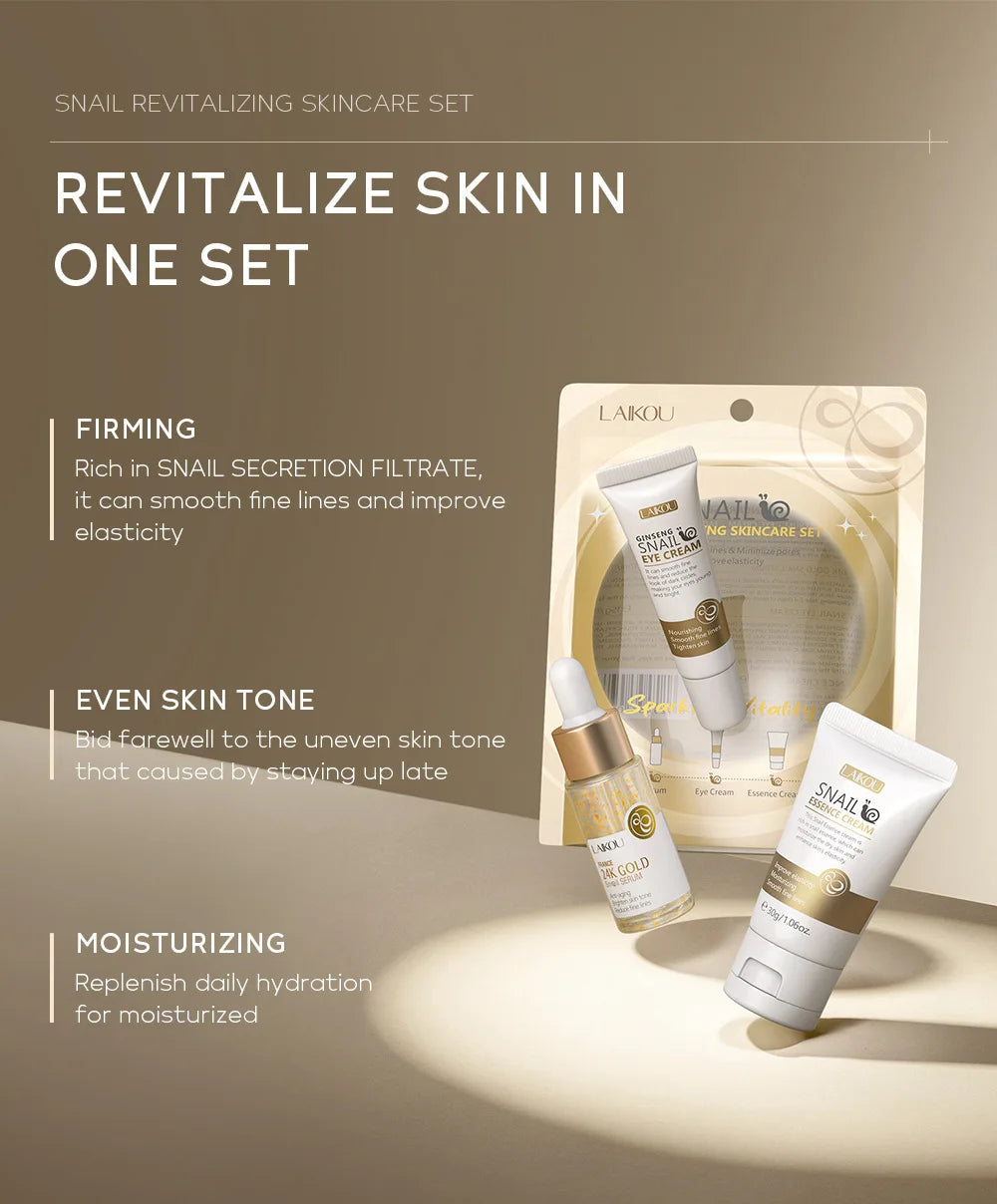 LAIKOU 3-Piece Skin Care Set – Face Cream, Serum & Eye Cream | Moisturizing Anti-Wrinkle Kit