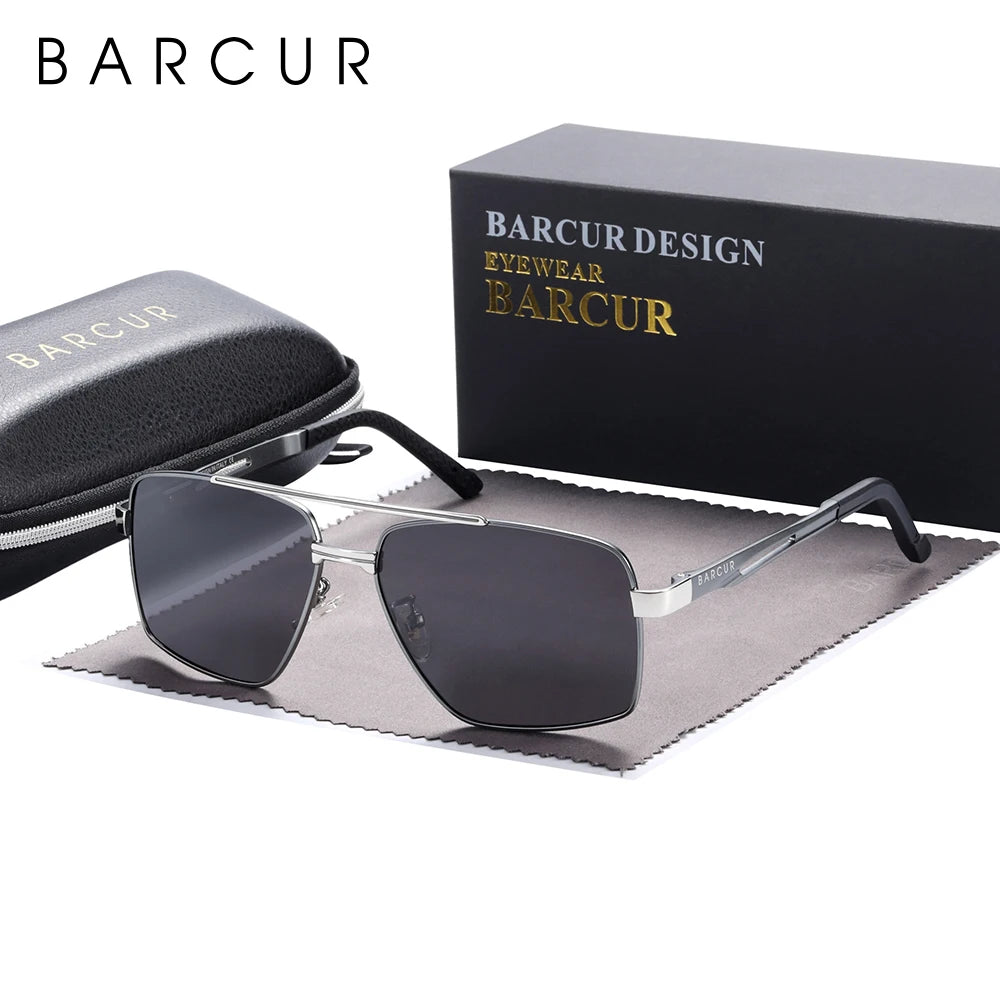 BARCUR Pilot Style Metal Frame Sunglasses | HD Polarized Mirror UV400 for Men & Women