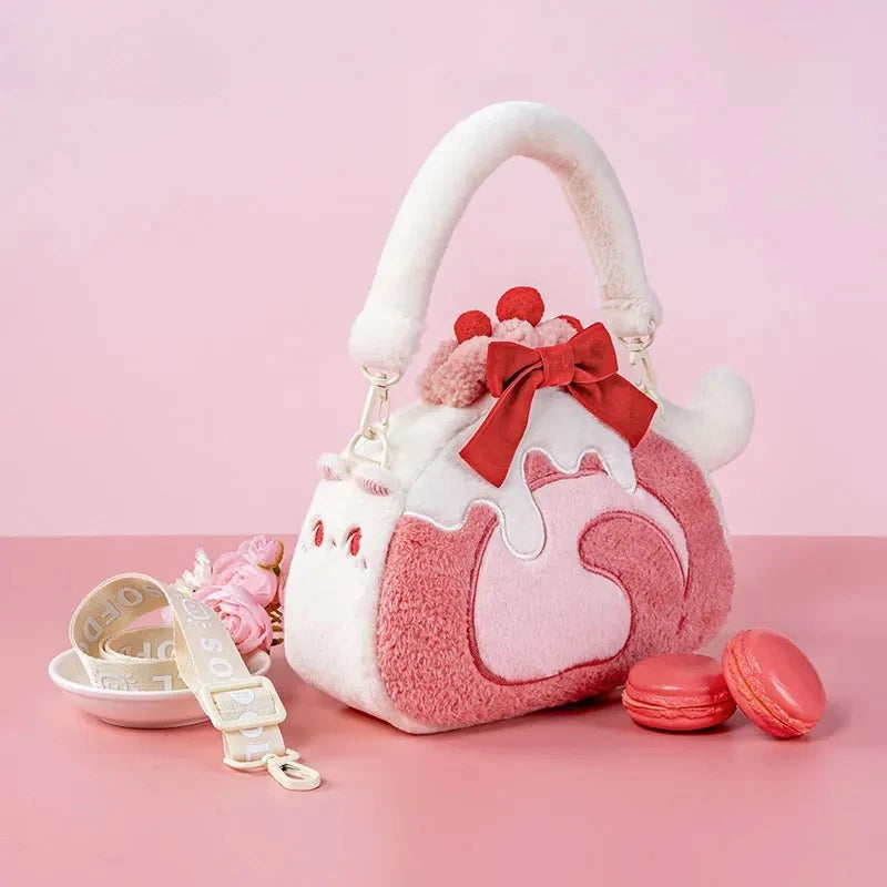 Lolita Plush Crossbody Bag – Sweet Girl Patchwork Tote for Women & Teens