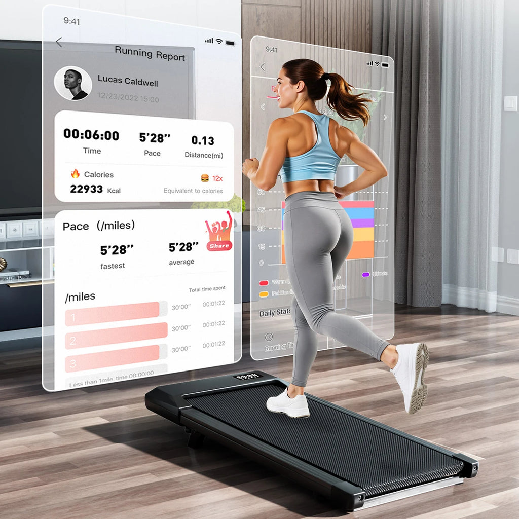 Under Desk Treadmill Walking Pad — 2.5HP, 300 lb Capacity, Bluetooth App, LED Display