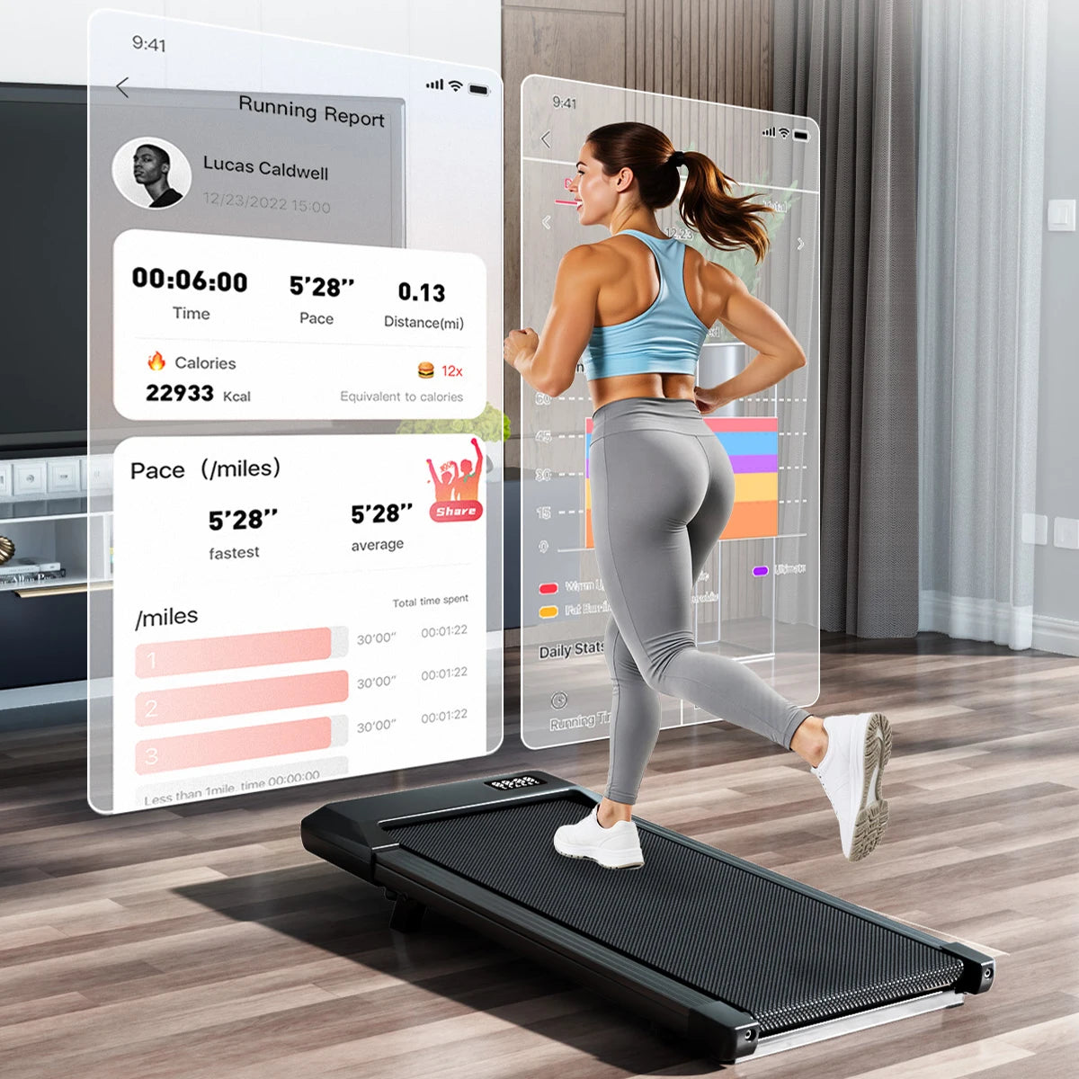 Under Desk Treadmill Walking Pad — 2.5HP, 300 lb Capacity, Bluetooth App, LED Display