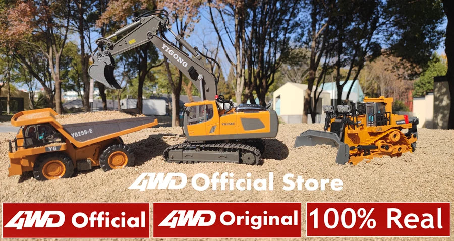 1:20 Scale 4WD RC Excavator Dump Truck Bulldozer – Alloy Construction Vehicle with Lights & Sound