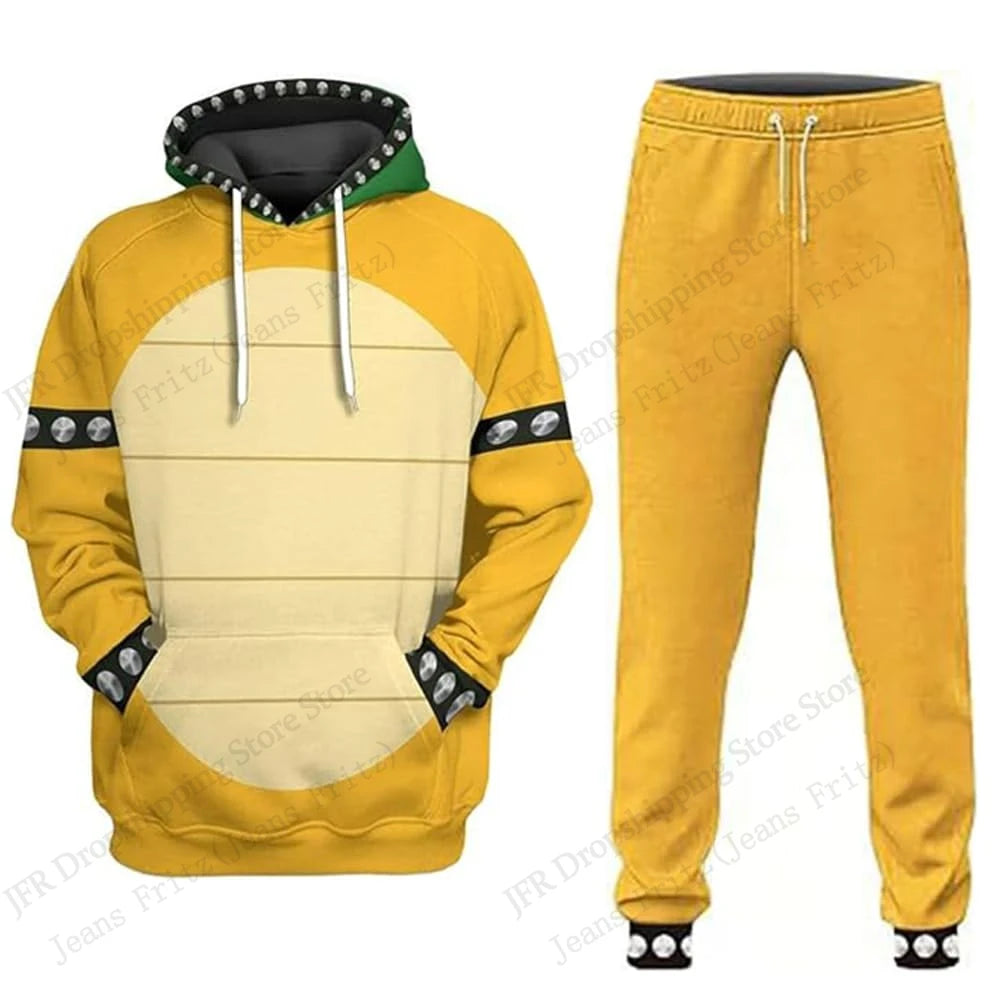 Men's Bowser 3D Print Hoodie & Pants Set – Anime Cosplay Tracksuit
