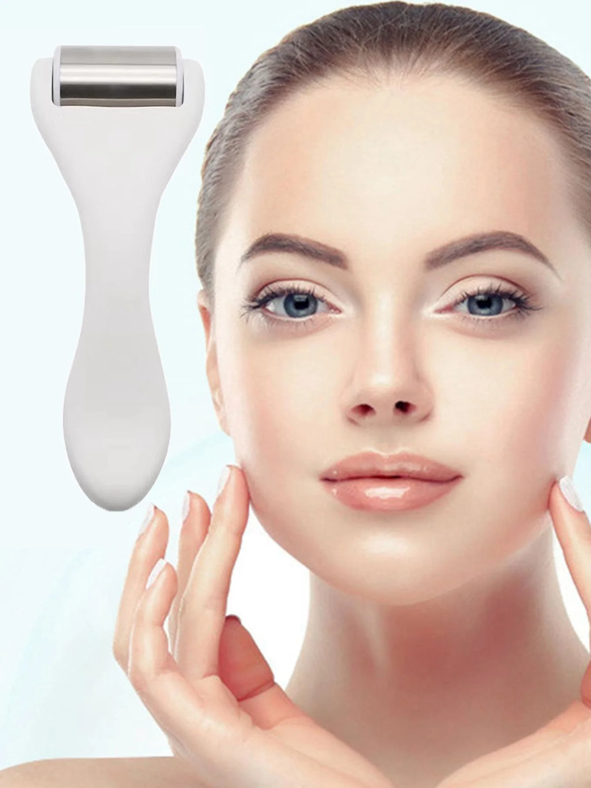 Ice Roller Face Massager – Skin Tightening, Firming & Puffiness Relief Tool with 50 Ice Beads