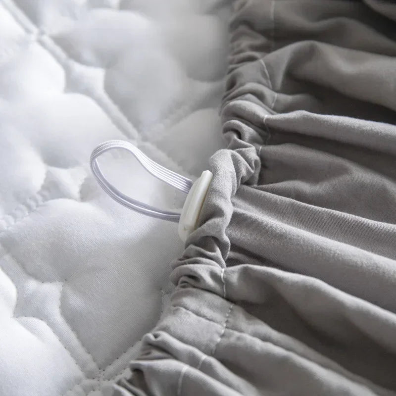 5-Sided Embossed Cotton Quilted Mattress Protector – Washable Anti-Mite Topper, Multiple Sizes