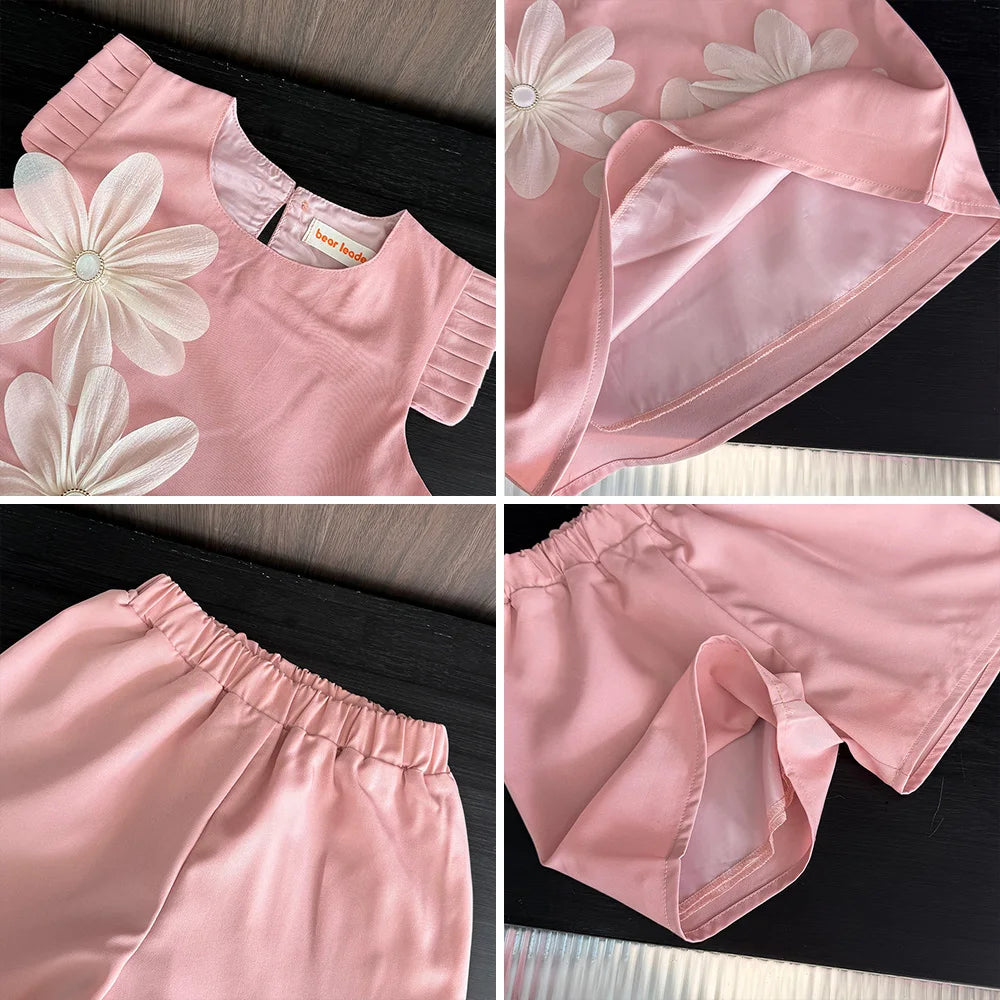 Girls 3D Flower Princess Dress — Elegant Wedding & Party Dress (2–7 Years)