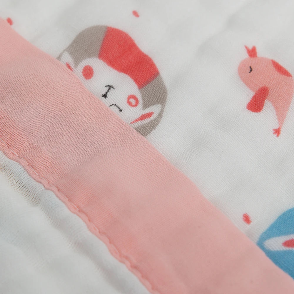 6-Layer Cotton Gauze Baby Swaddle Blanket – Breathable Cartoon Newborn Wrap & Bath Towel