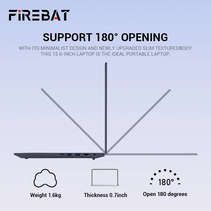 Firebat AT15 15.6" Intel N150 Business Laptop – 16GB DDR4, 1TB SSD, Backlit, Dual Camera, Windows 11 Pro