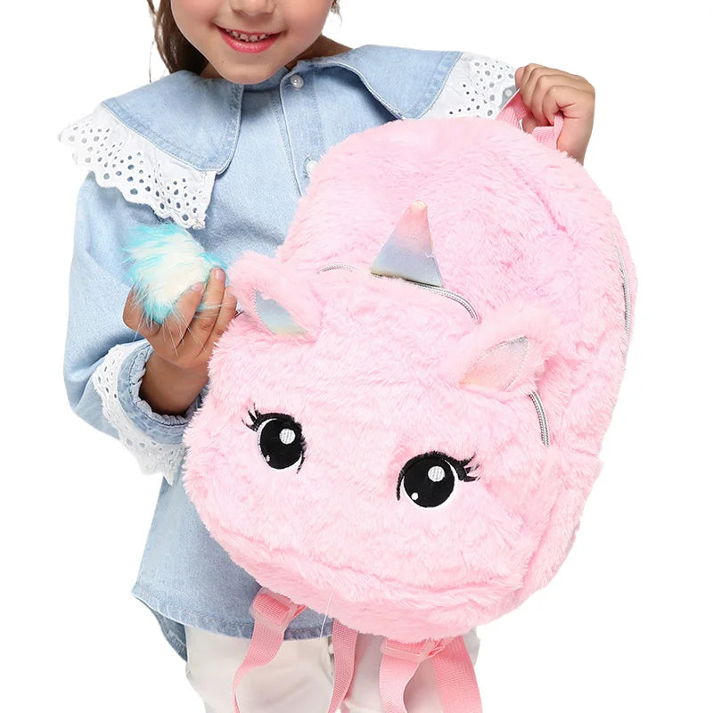 Unicorn Backpack – Girls Plush School Bag