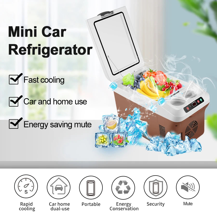 Yannice 15L Portable Mini Fridge — Home & Car Refrigerator with Digital Display & Super Cooling for Camping