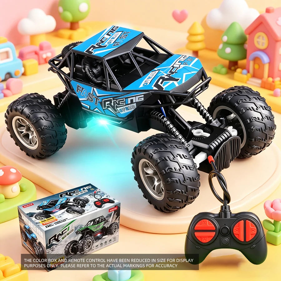 4-Way Remote Control Off-Road Climbing Toy Car with Lights & Anti-Slip Rubber Tires