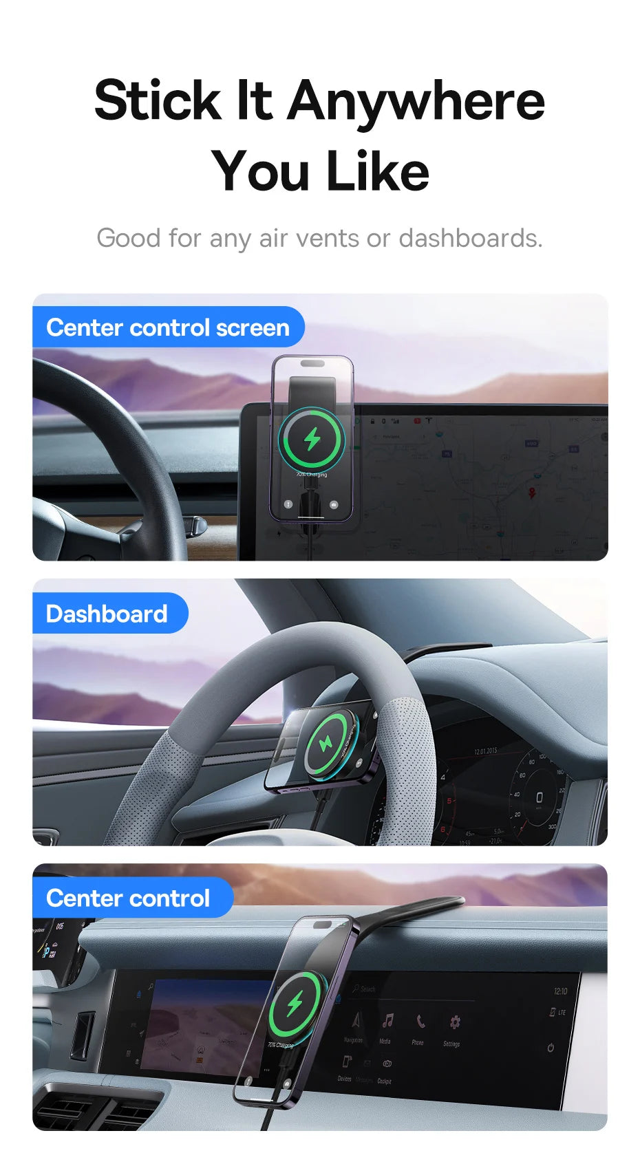 Baseus 15W Magnetic Wireless Car Charger Phone Holder – MagSafe Mount for iPhone 13–17