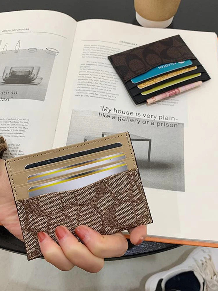 Women's Multi-Function PU Leather Card Holder Wallet – Short Coin Purse in Black & Khaki