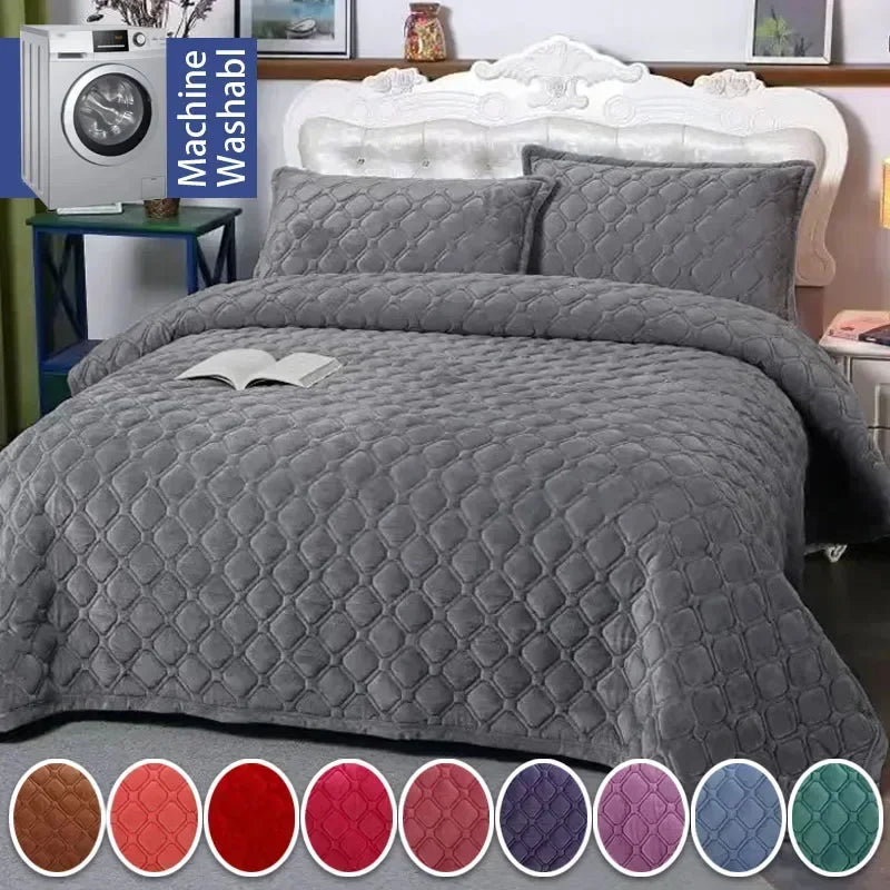 Flannel Geometric Bedspread – Super Soft Quilted Flat Sheet Blanket Cover, Twin to King