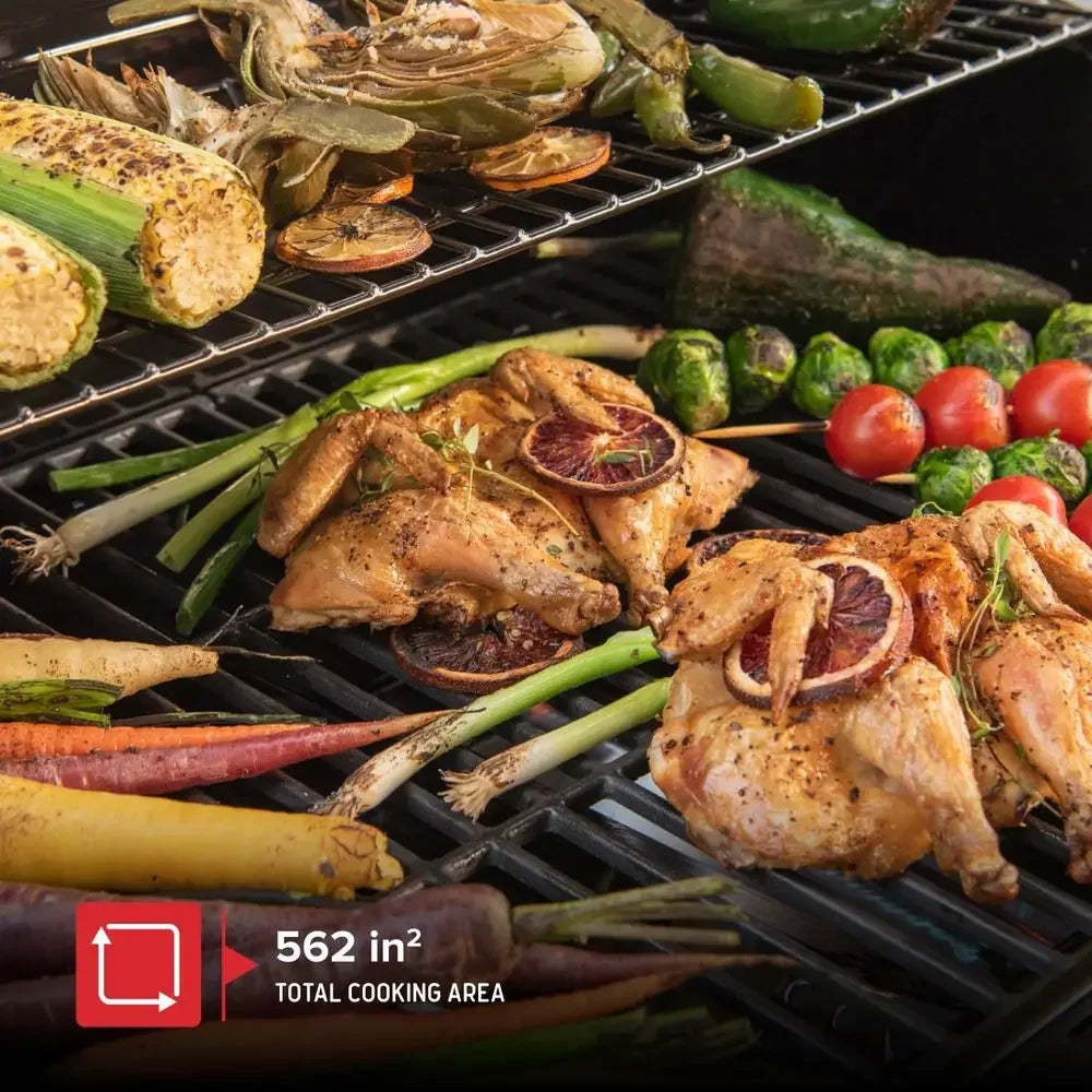 4-Burner Propane Gas Grill with Side Burner | 52,000 BTU, 562 Sq. In., Stainless Steel Lid & Control Panel, Cast Iron Grates, Outdoor Cooking