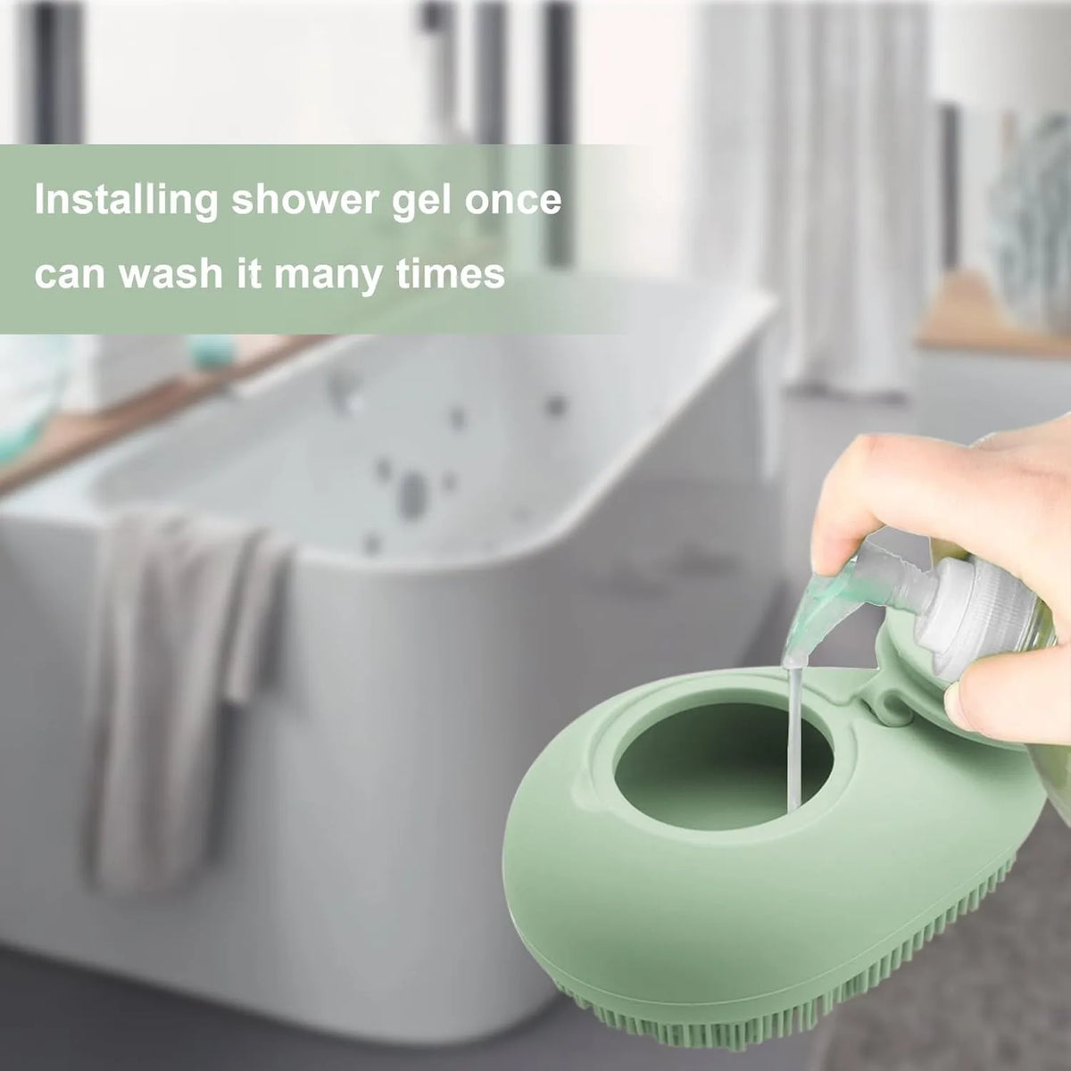 Silicone Refillable Body Scrubber Brush – Soft Exfoliating Shower Massage Brush