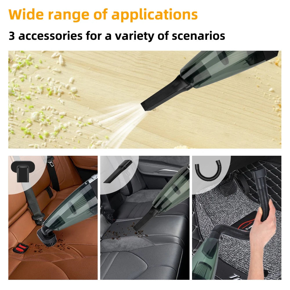 Wireless Cyclone Handheld Car Vacuum Cleaner — Rechargeable, Quick Charge for Car, Home & Pet Hair