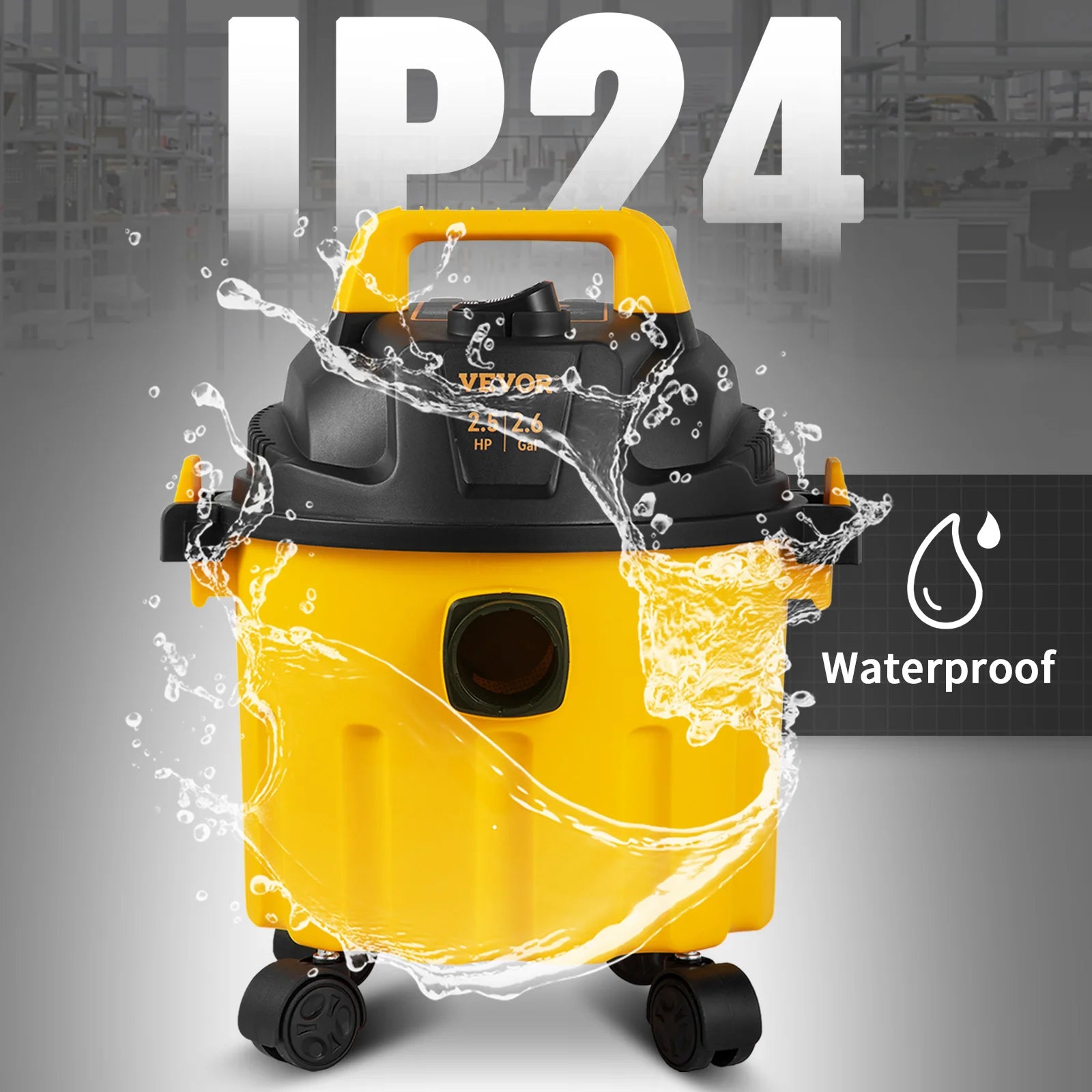 SucceBuy 2.6 Gallon Wet Dry Shop Vac — 2.5 Peak HP, 3-in-1 Vacuum, Blow & Suction with HEPA Filter