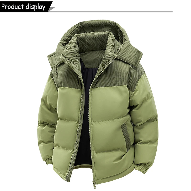 Men's Removable Hooded Windbreaker Parka Jacket – Warm Casual Outerwear for Autumn & Winter
