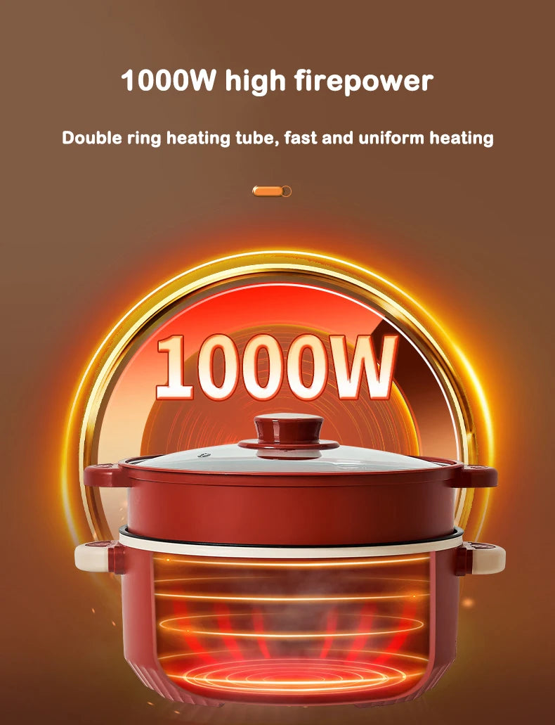 DMWD 3L Multifunctional Electric Cooking Pot – Non-Stick Hot Pot, Rice Cooker, Noodle & Soup Steamer