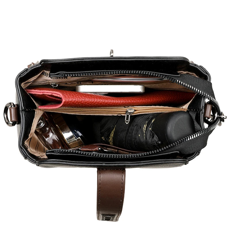 Luxury PU Leather Casual Tote Shoulder Bag – Designer Crossbody Handbag for Women