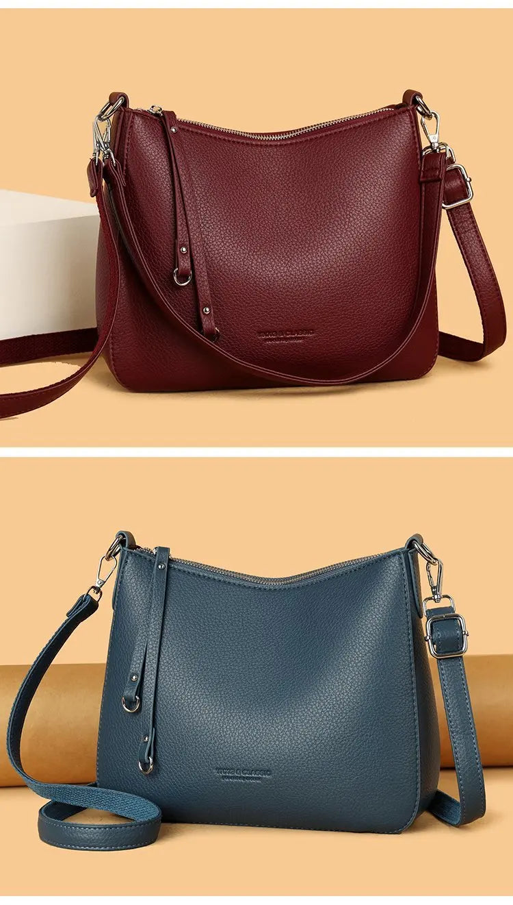 Luxury PU Letter Detail Shoulder Crossbody Tote Bag – Large Capacity Messenger Handbag for Women