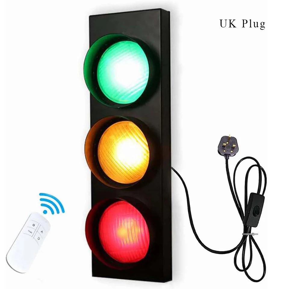 Traffic Light Wall Lamp – LED & Remote Control