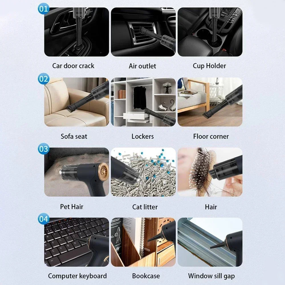 Cordless Car Vacuum & Blower – HEPA Filter, Basic & Pro