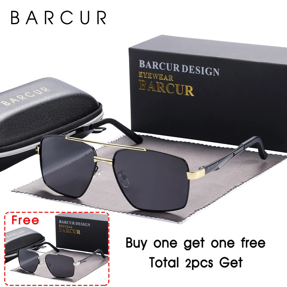 BARCUR Pilot Style Metal Frame Sunglasses | HD Polarized Mirror UV400 for Men & Women
