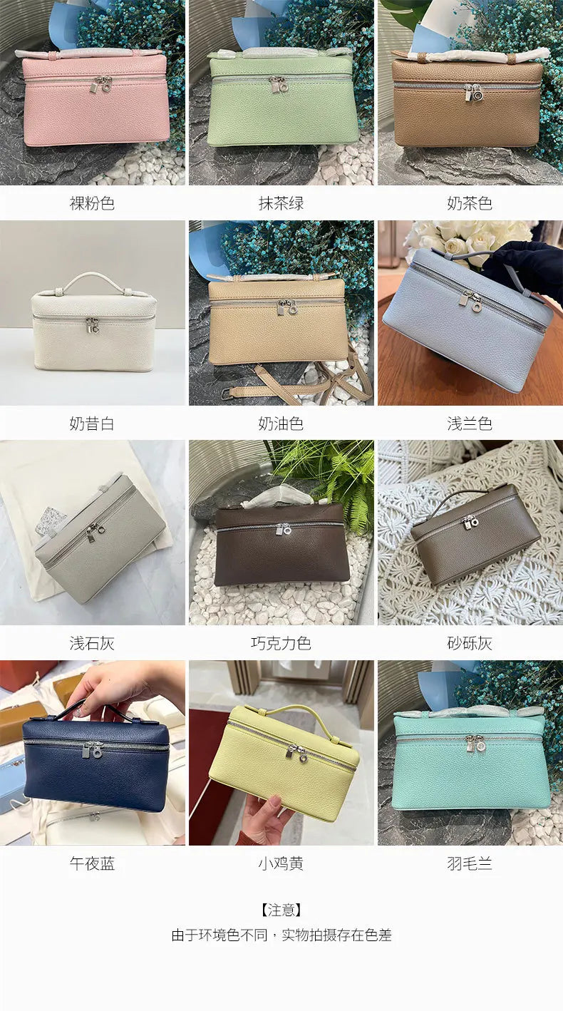 Genuine Leather Lychee Pattern Crossbody Bag – Shoulder Lunch Box Makeup Handbag for Women