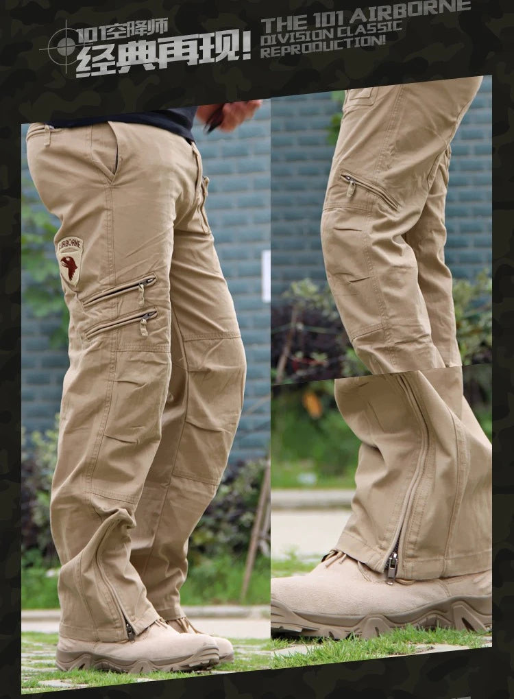 Men's Tactical Cargo Pants — Multi-Pocket Cotton Camouflage Outdoor Work Trousers