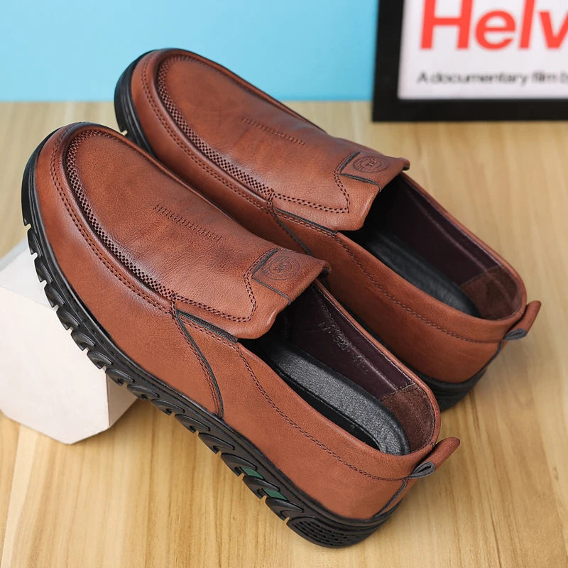 Men's Split Leather Slip-On Loafers