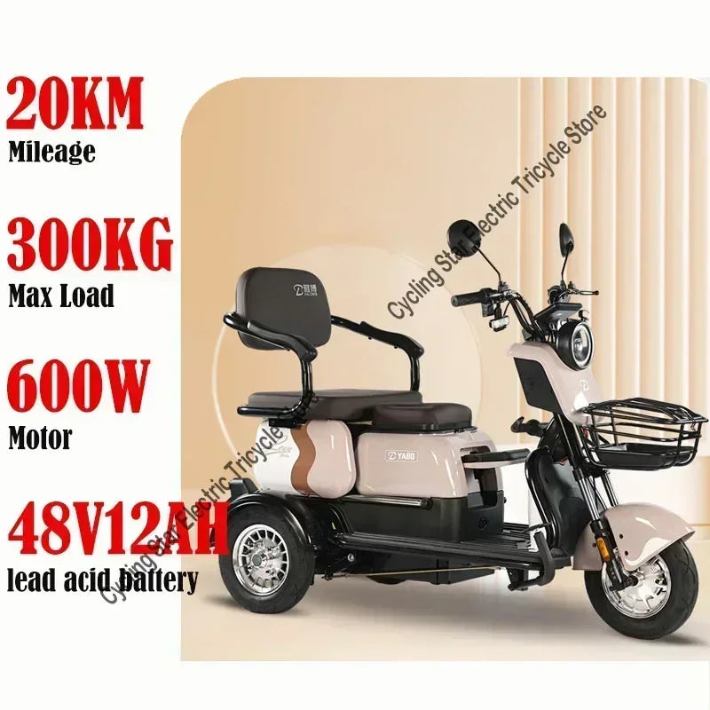 3-Wheel Electric Mobility Scooter for Adults, Long-Range Tricycle