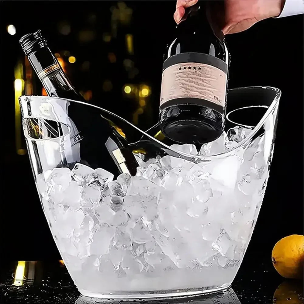 4L Clear PET Ice Bucket with Handle – Large Champagne & Wine Chiller for Bar, Party & Entertaining