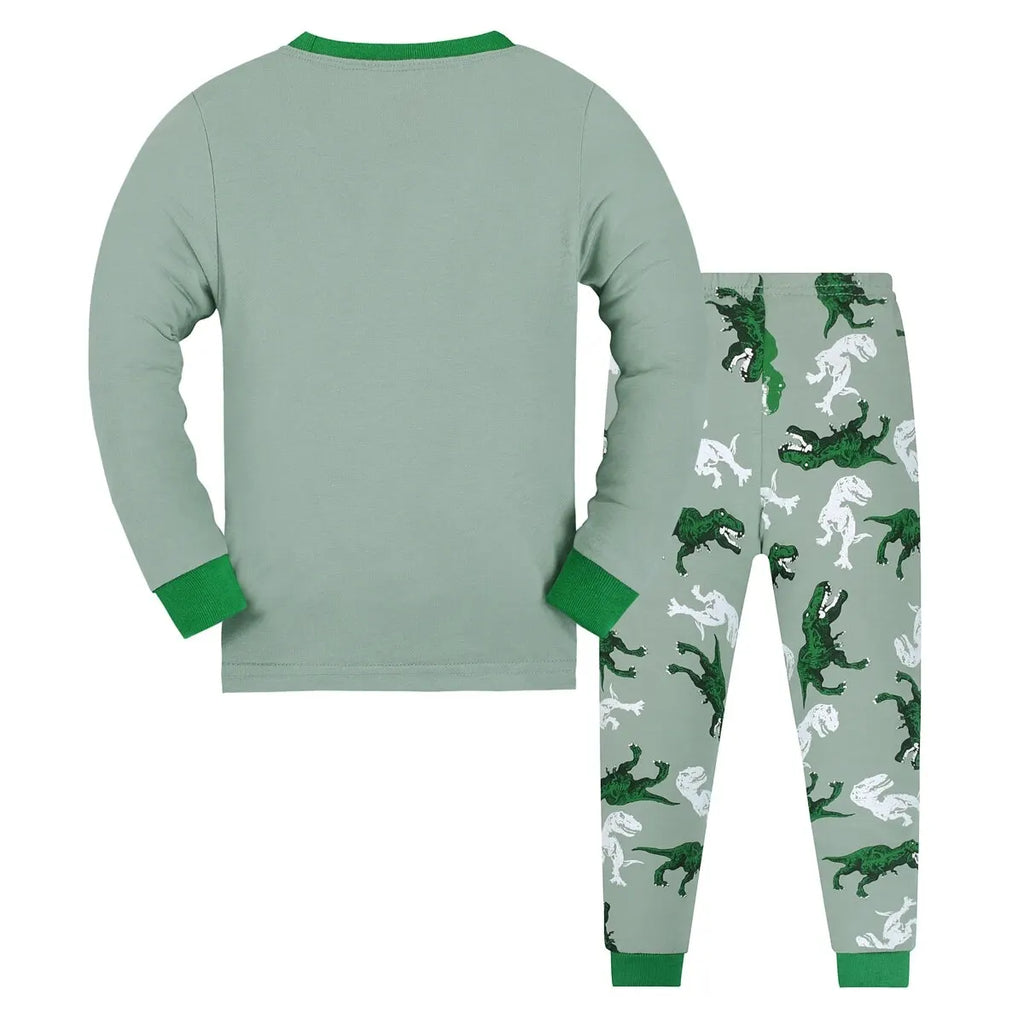 Kids' T-Rex Dinosaur Pajamas Set | Long Sleeve Top & Pants Comfy Casual Boys Loungewear