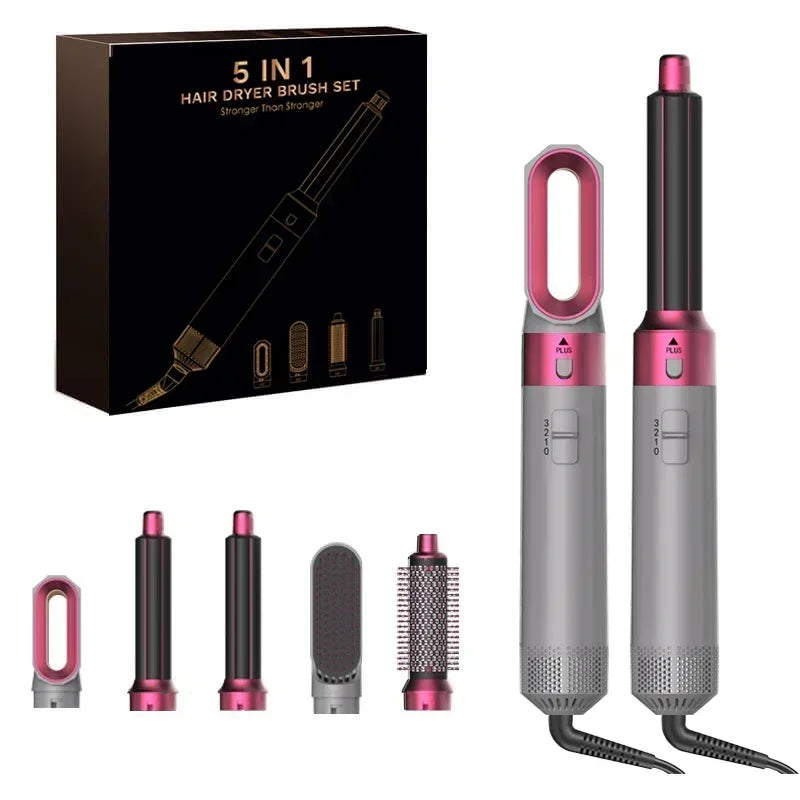 5-in-1 Ionic Hair Dryer & Styler Set – High-Speed Hot Comb Brush & Straightener
