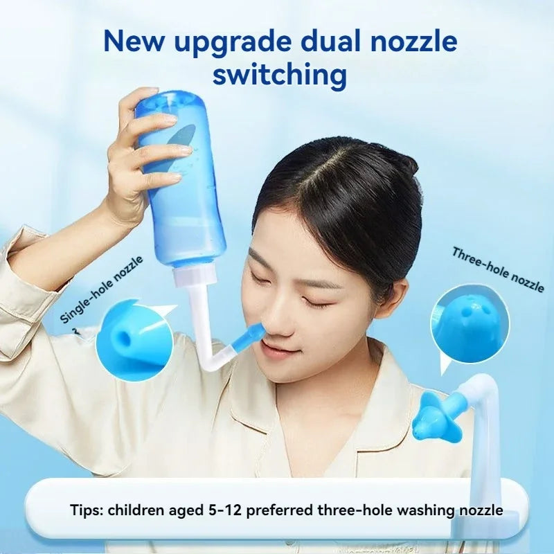 Nasal Wash Bottle 300ml – Manual Saline Nasal Rinse for Adults & Children – Rhinitis & Sinus Relief