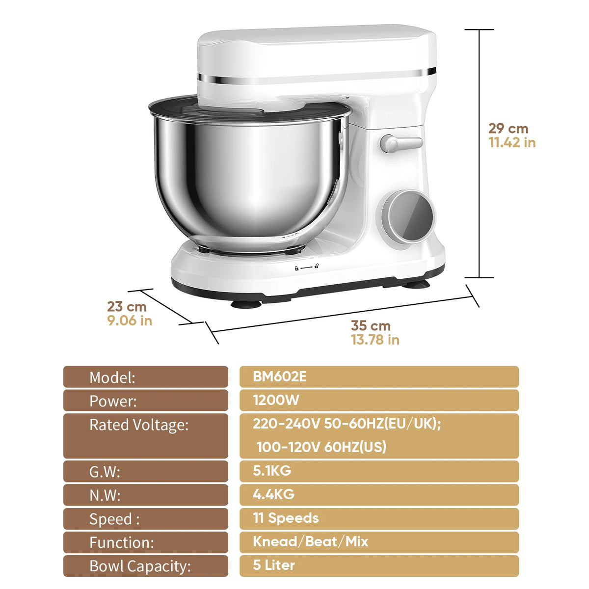 BioloMix 1200W Kitchen Stand Mixer – 11-Speed DC Motor, OLED Display, Dough Hook & Whisk Included
