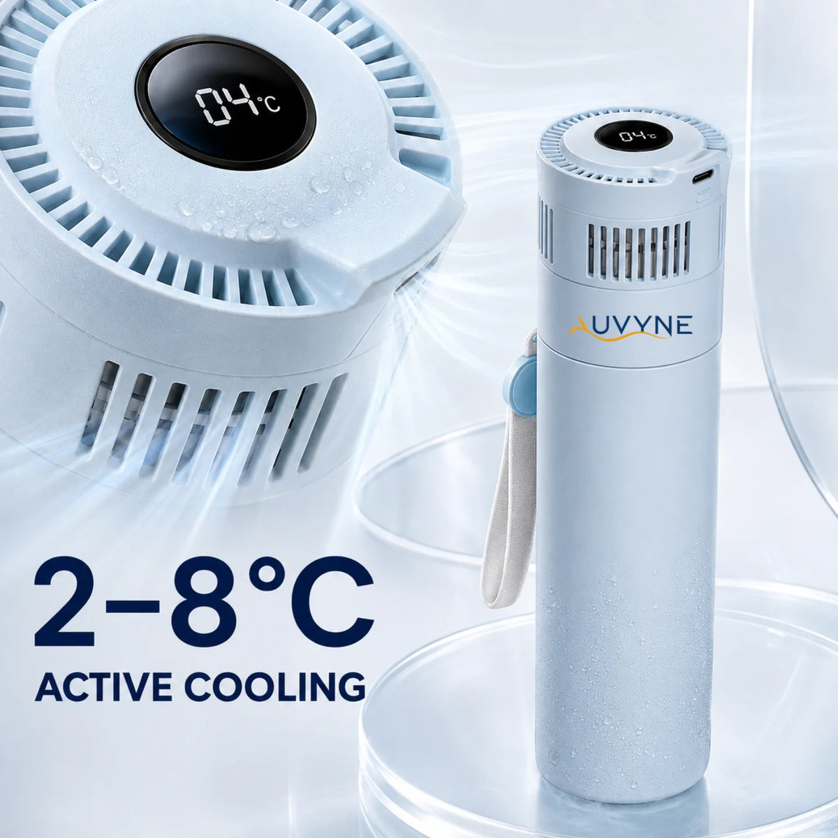 Portable Insulin Cooler 2–8°C – USB-C Medicine Refrigerator with Digital Display for Travel & Medication Cold Storage